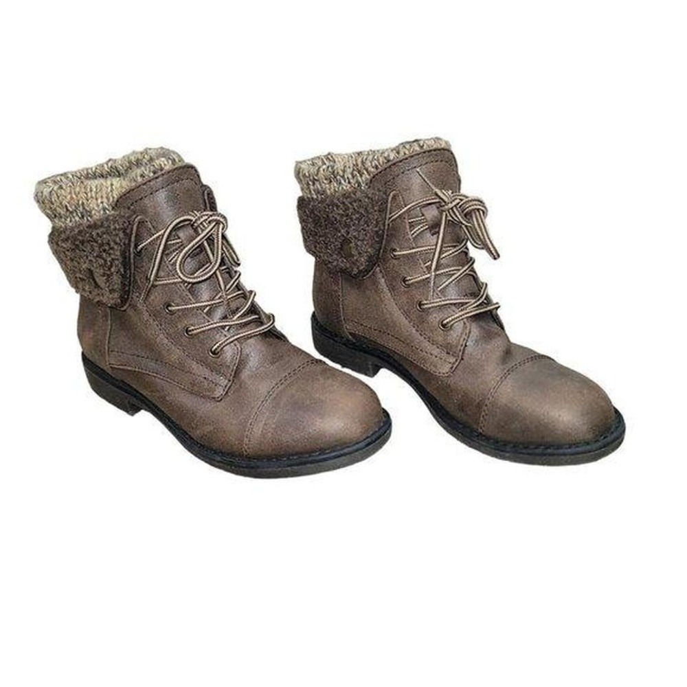 Cliffs White‎ Mountain Combat Boots 7M Brown Knit Cuff Laced Hiking Gorpcore Y2K